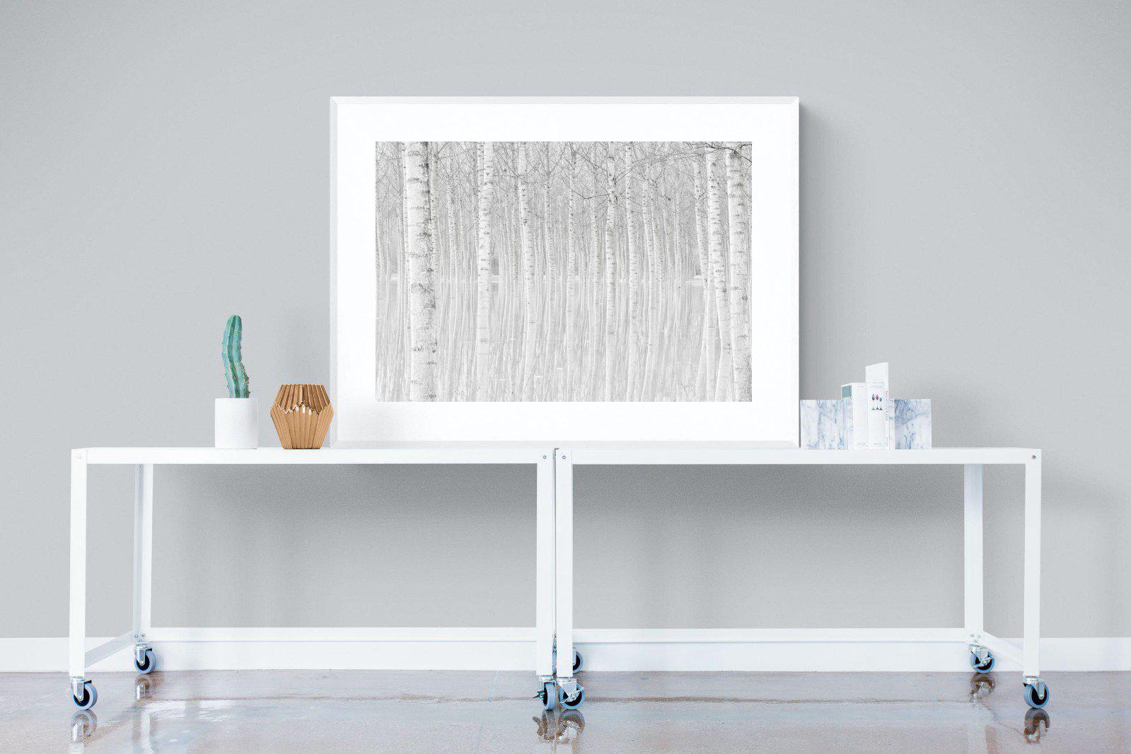 Whiteout Forest-Wall_Art-120 x 90cm-Framed Print-White-Pixalot