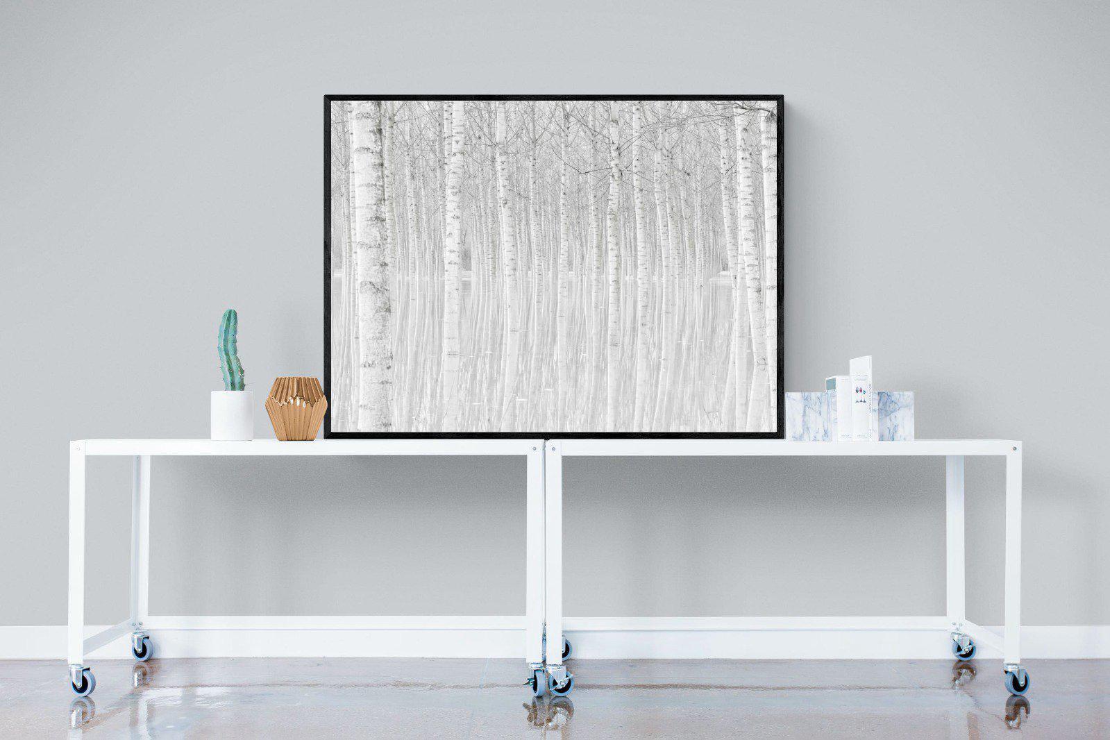 Whiteout Forest-Wall_Art-120 x 90cm-Mounted Canvas-Black-Pixalot