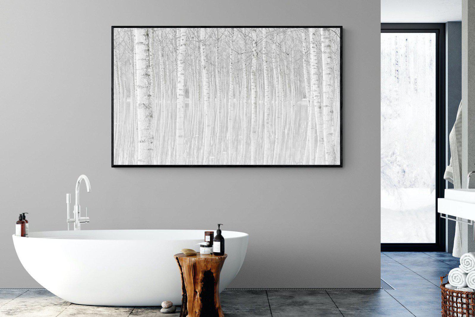 Whiteout Forest-Wall_Art-180 x 110cm-Mounted Canvas-Black-Pixalot