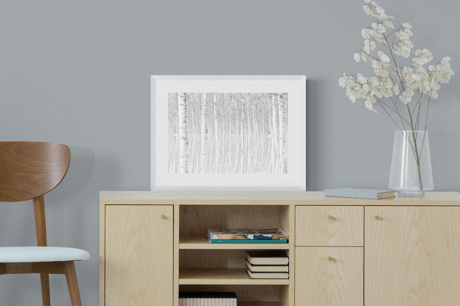 Whiteout Forest-Wall_Art-60 x 45cm-Framed Print-White-Pixalot
