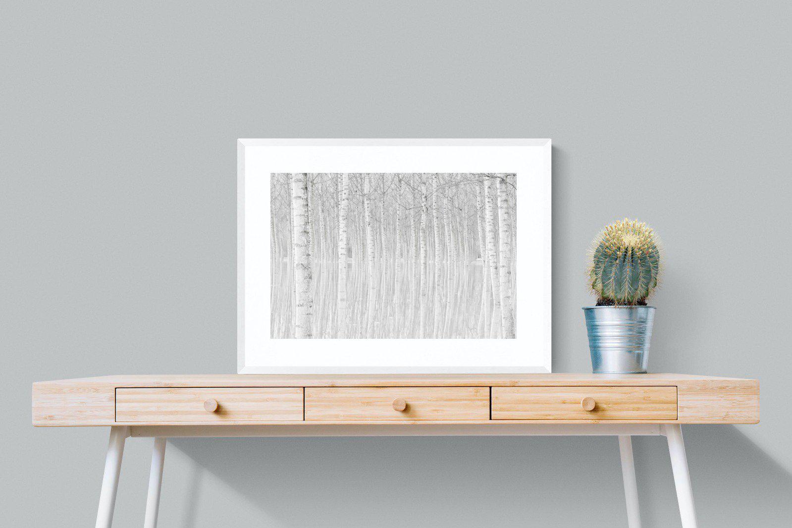 Whiteout Forest-Wall_Art-80 x 60cm-Framed Print-White-Pixalot
