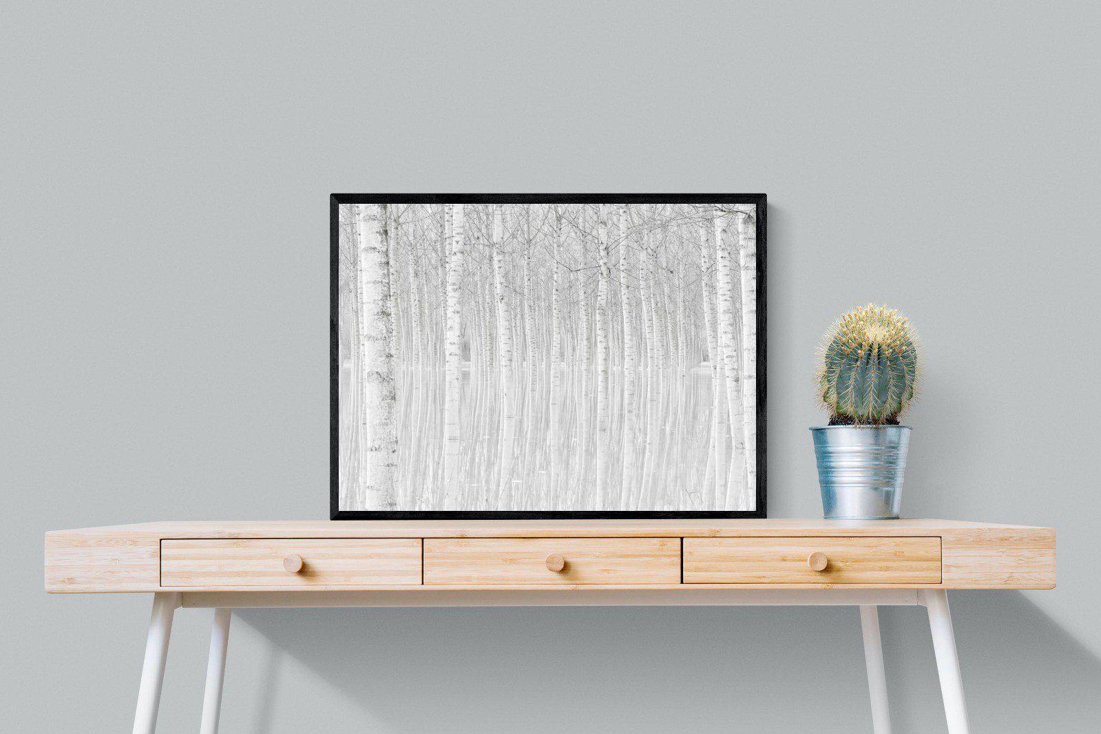 Whiteout Forest-Wall_Art-80 x 60cm-Mounted Canvas-Black-Pixalot
