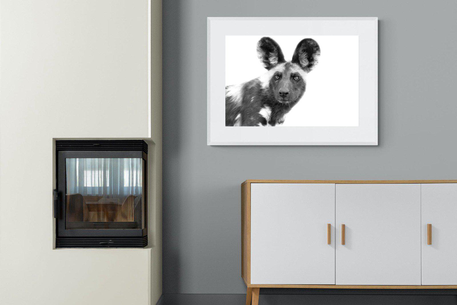 Wild Dog-Wall_Art-100 x 75cm-Framed Print-White-Pixalot