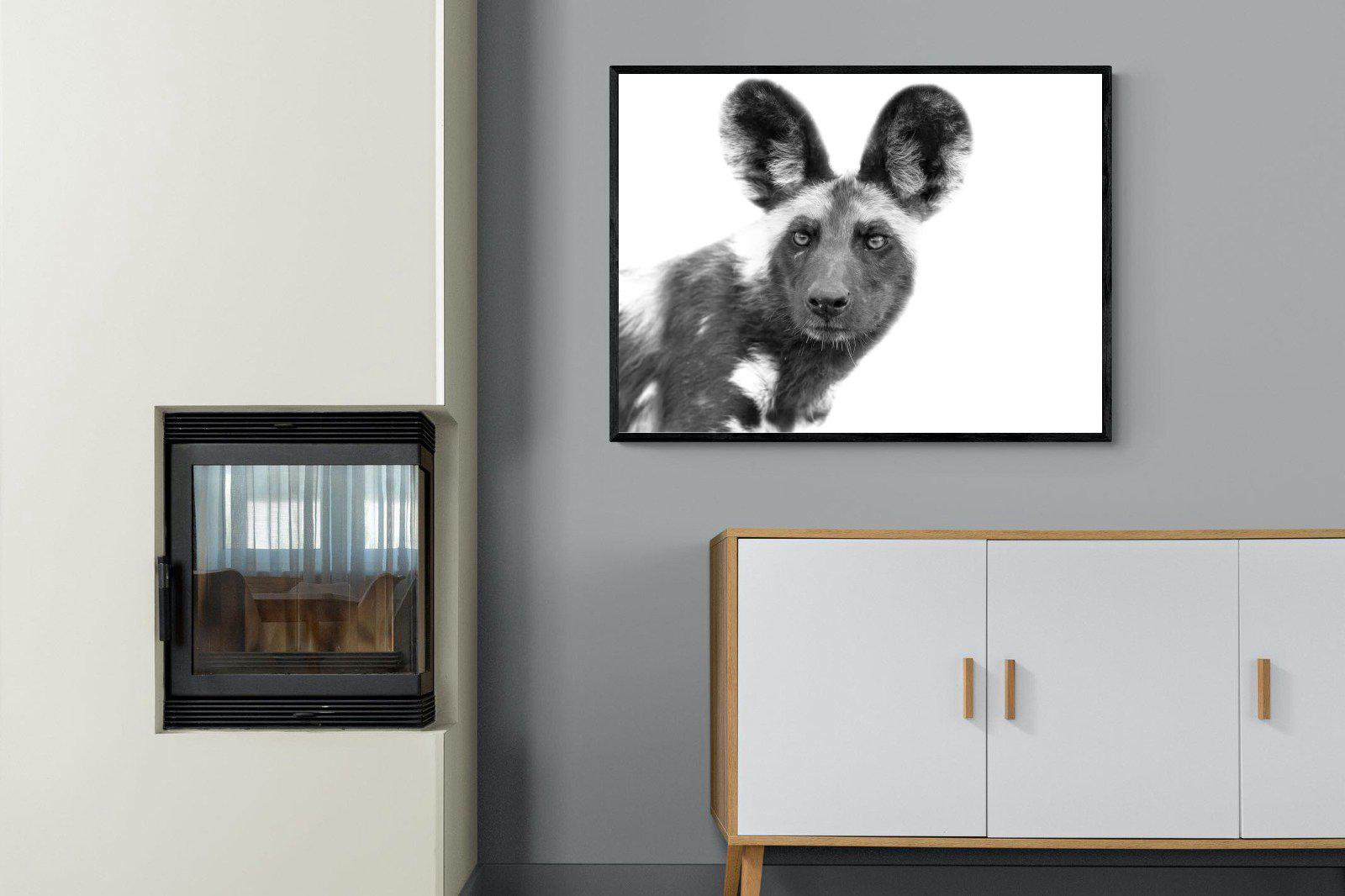 Wild Dog-Wall_Art-100 x 75cm-Mounted Canvas-Black-Pixalot