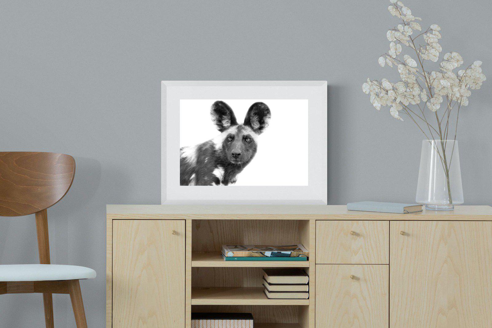 Wild Dog-Wall_Art-60 x 45cm-Framed Print-White-Pixalot