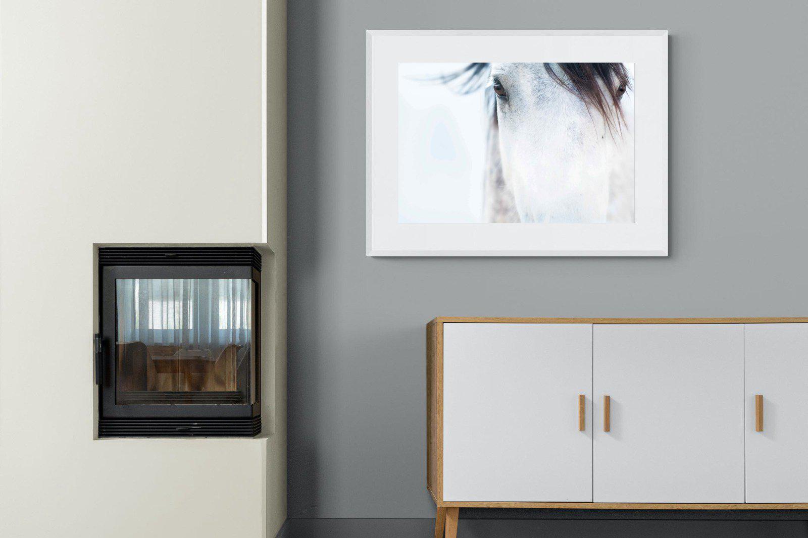 Wild Mustang-Wall_Art-100 x 75cm-Framed Print-White-Pixalot