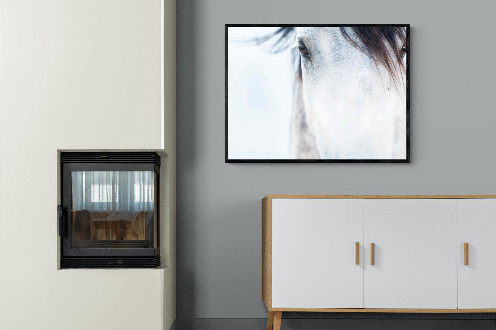 Wild Mustang-Wall_Art-100 x 75cm-Mounted Canvas-Black-Pixalot
