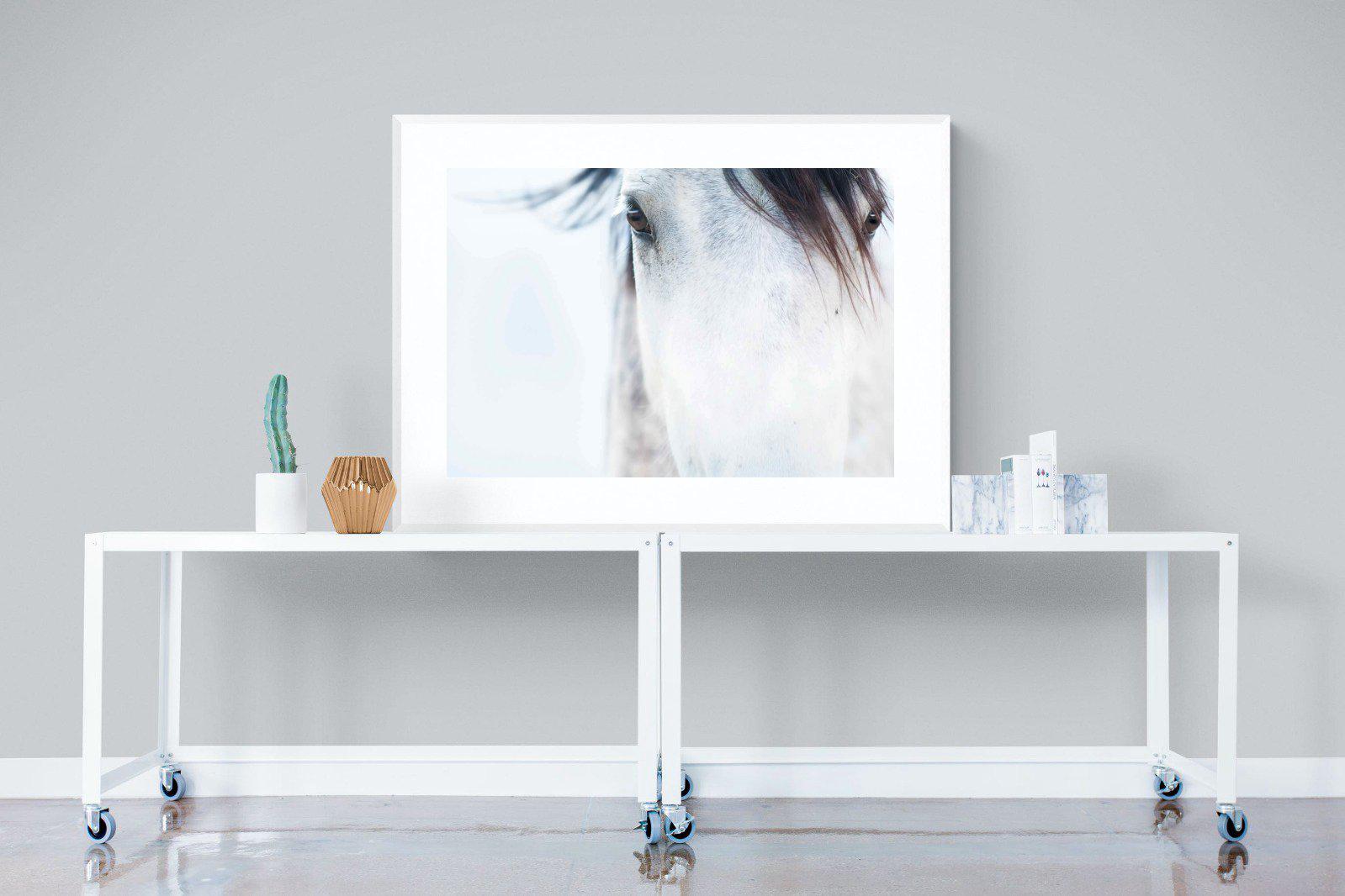 Wild Mustang-Wall_Art-120 x 90cm-Framed Print-White-Pixalot