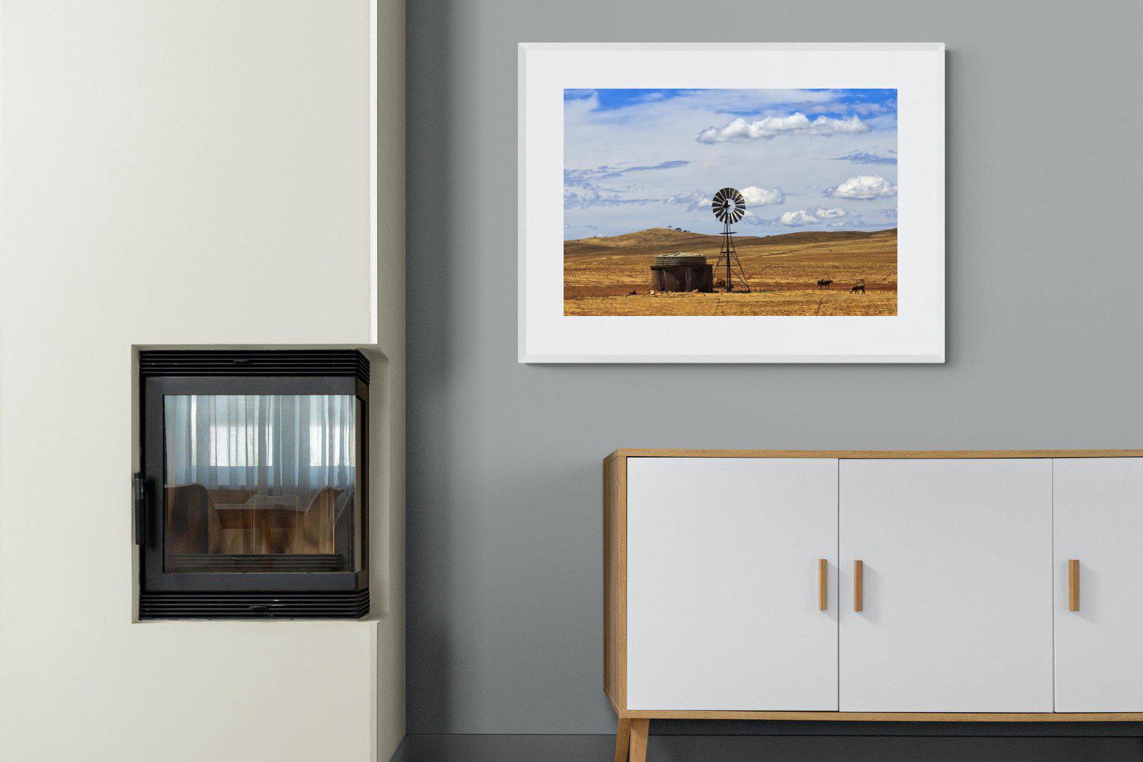 Windmill-Wall_Art-100 x 75cm-Framed Print-White-Pixalot