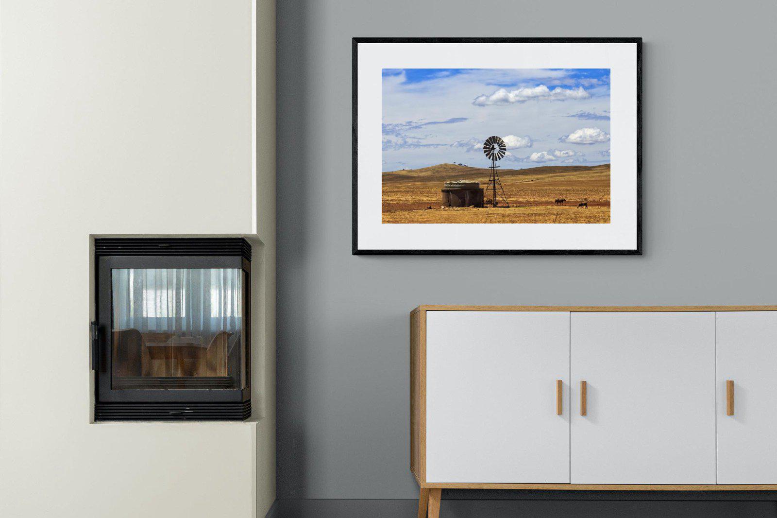 Windmill-Wall_Art-100 x 75cm-Framed Print-Black-Pixalot