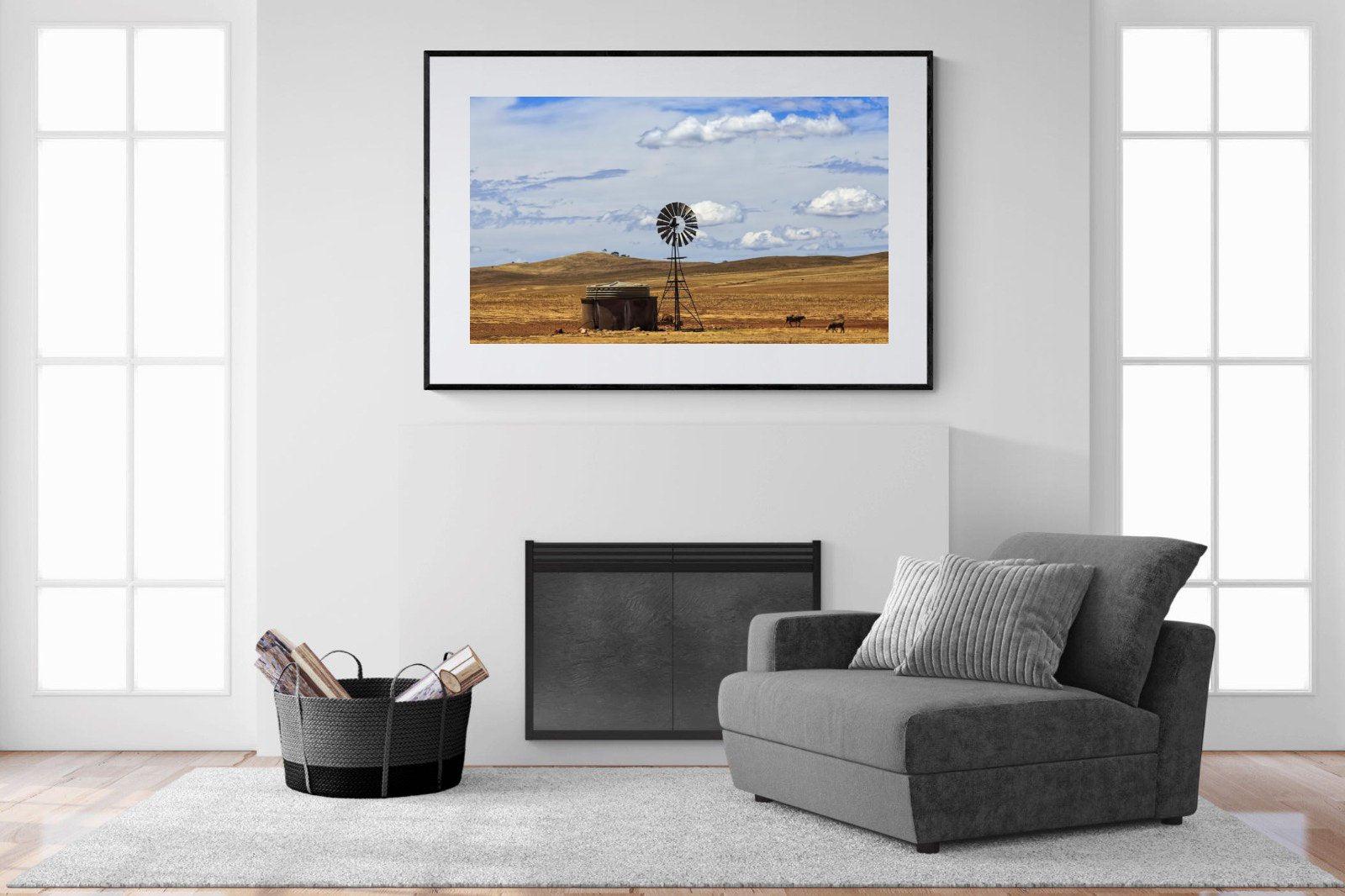 Windmill-Wall_Art-150 x 100cm-Framed Print-Black-Pixalot