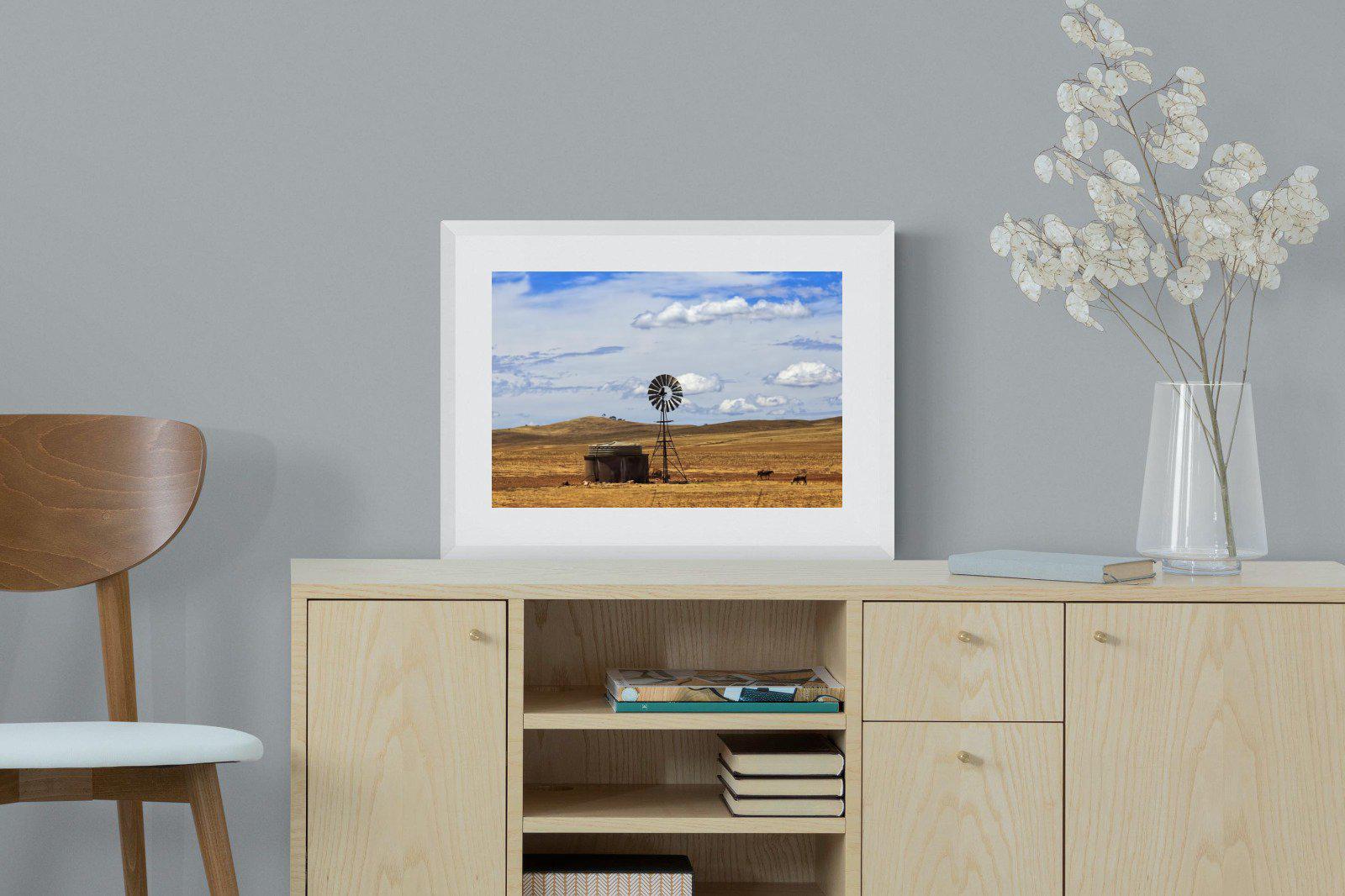 Windmill-Wall_Art-60 x 45cm-Framed Print-White-Pixalot