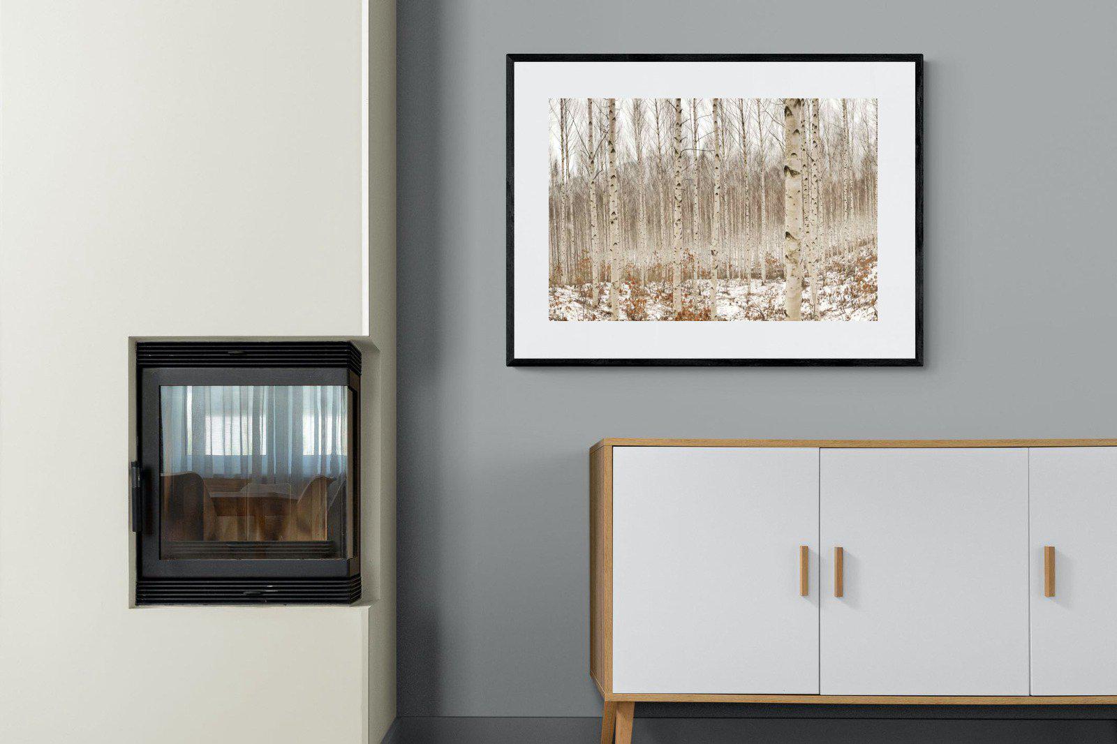 Winter Forest-Wall_Art-100 x 75cm-Framed Print-Black-Pixalot