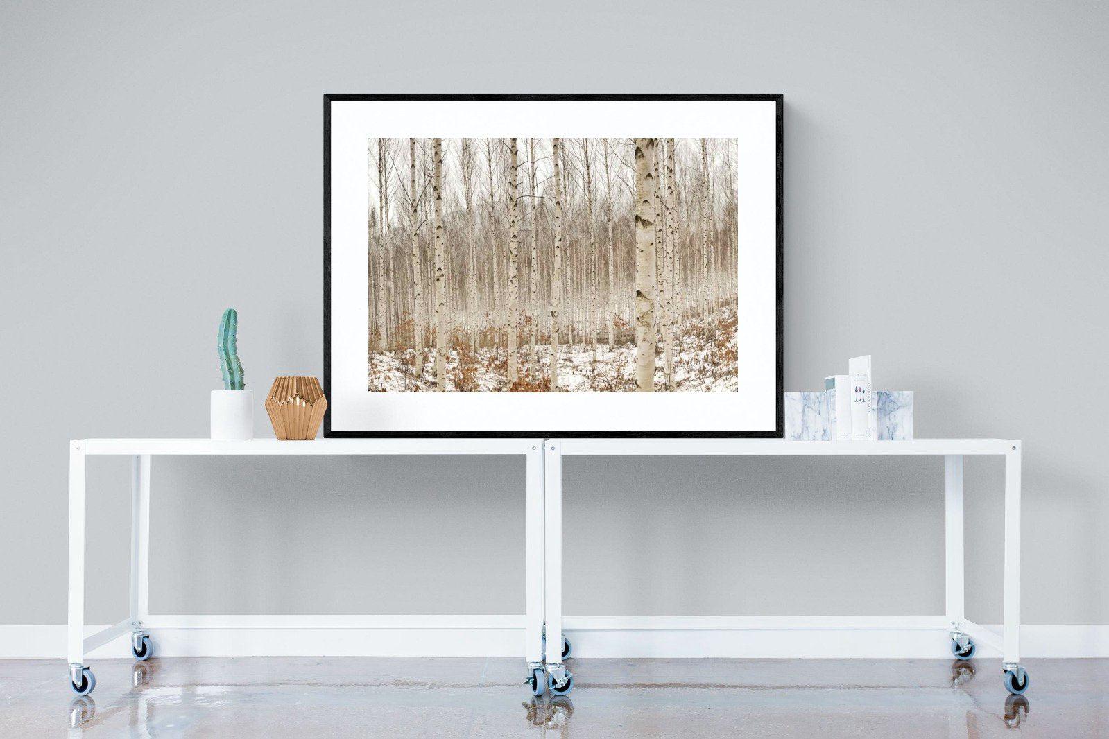 Winter Forest-Wall_Art-120 x 90cm-Framed Print-Black-Pixalot