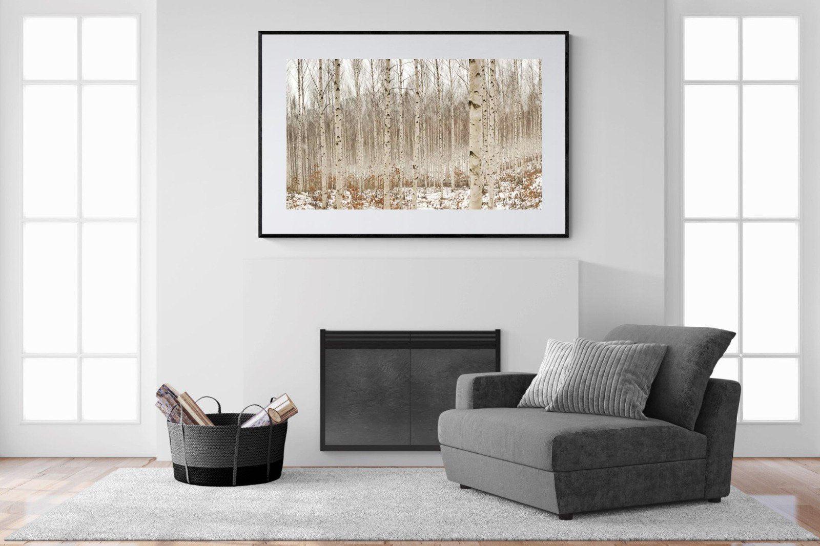 Winter Forest-Wall_Art-150 x 100cm-Framed Print-Black-Pixalot