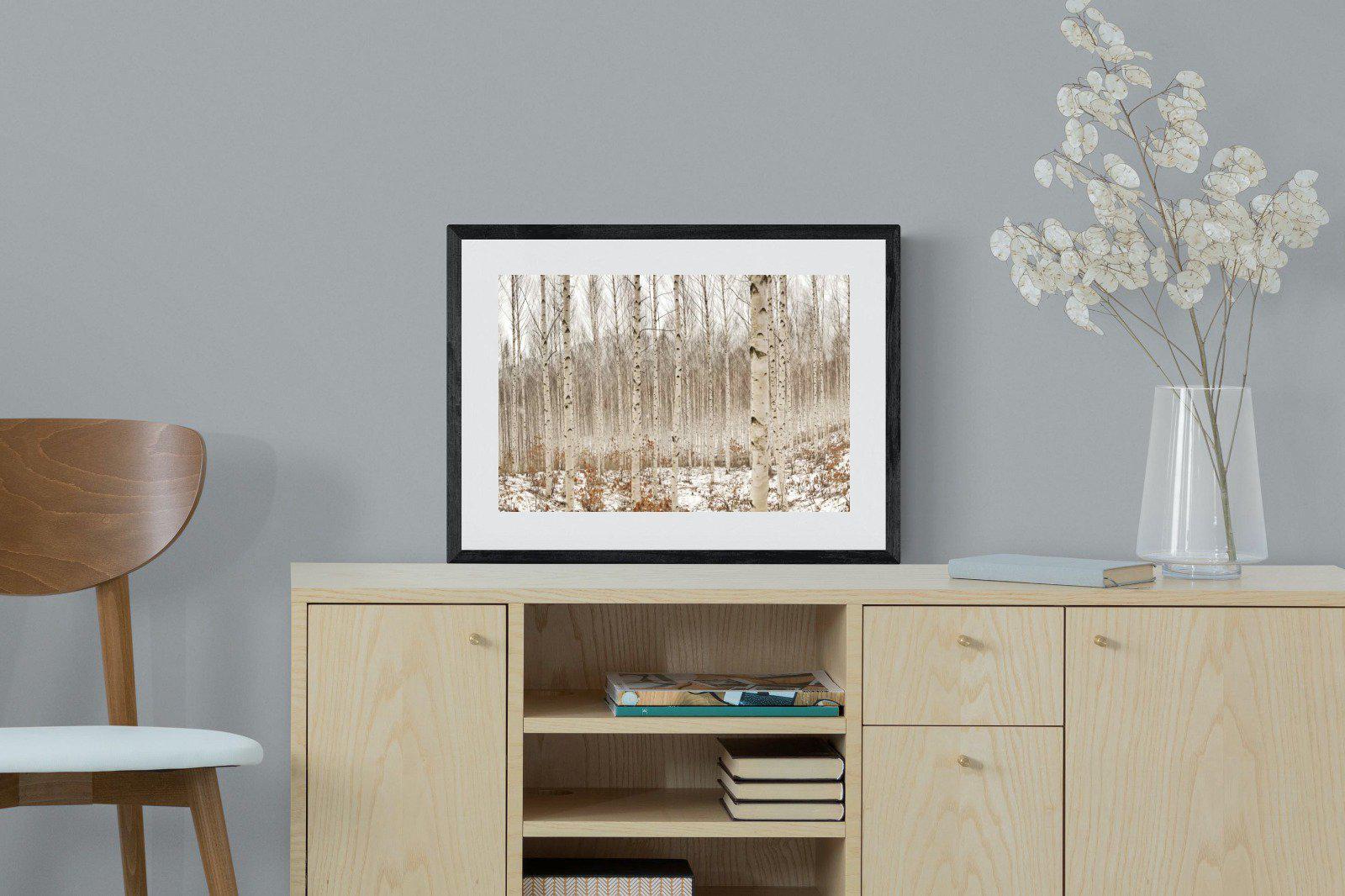 Winter Forest-Wall_Art-60 x 45cm-Framed Print-Black-Pixalot