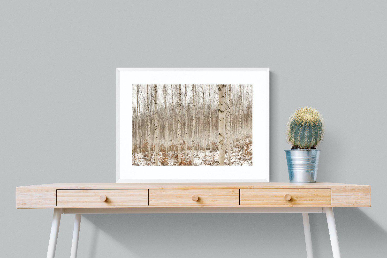 Winter Forest-Wall_Art-80 x 60cm-Framed Print-White-Pixalot