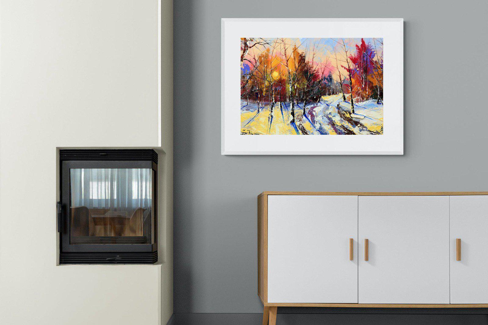 Winter Wood-Wall_Art-100 x 75cm-Framed Print-White-Pixalot