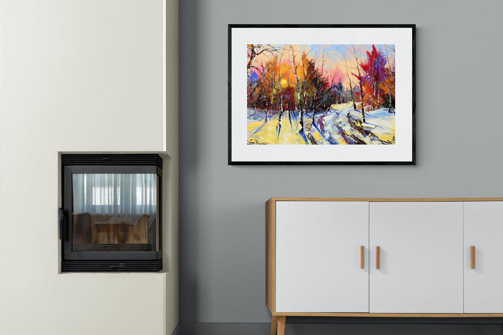 Winter Wood-Wall_Art-100 x 75cm-Framed Print-Black-Pixalot