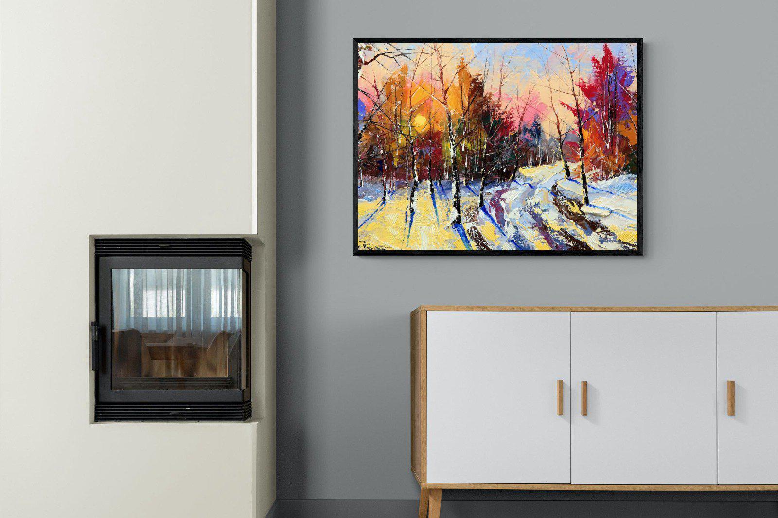 Winter Wood-Wall_Art-100 x 75cm-Mounted Canvas-Black-Pixalot