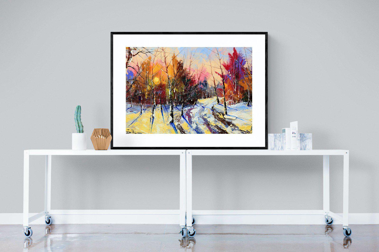 Winter Wood-Wall_Art-120 x 90cm-Framed Print-Black-Pixalot
