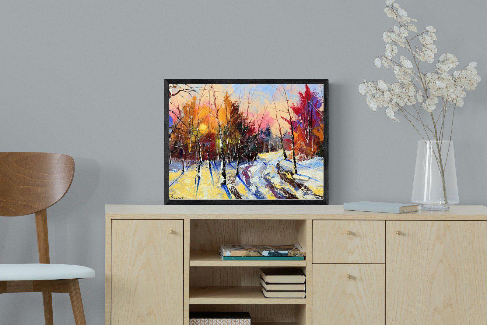 Winter Wood-Wall_Art-60 x 45cm-Mounted Canvas-Black-Pixalot