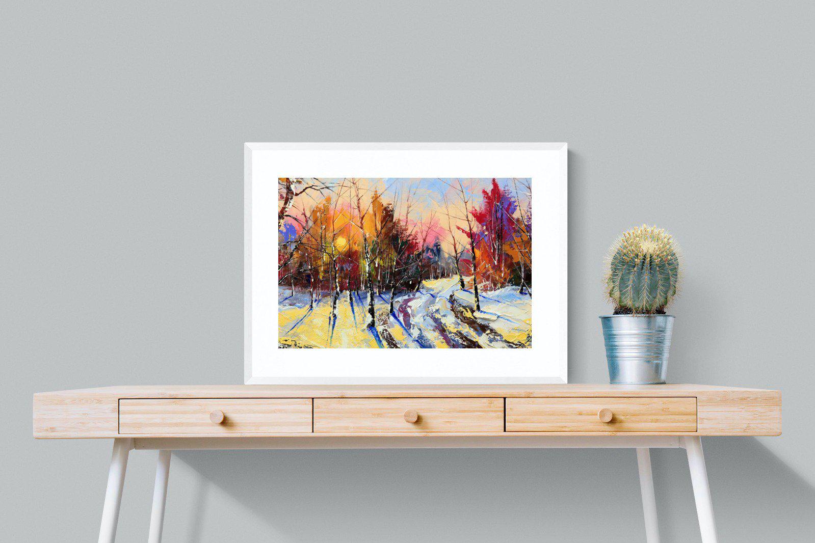 Winter Wood-Wall_Art-80 x 60cm-Framed Print-White-Pixalot