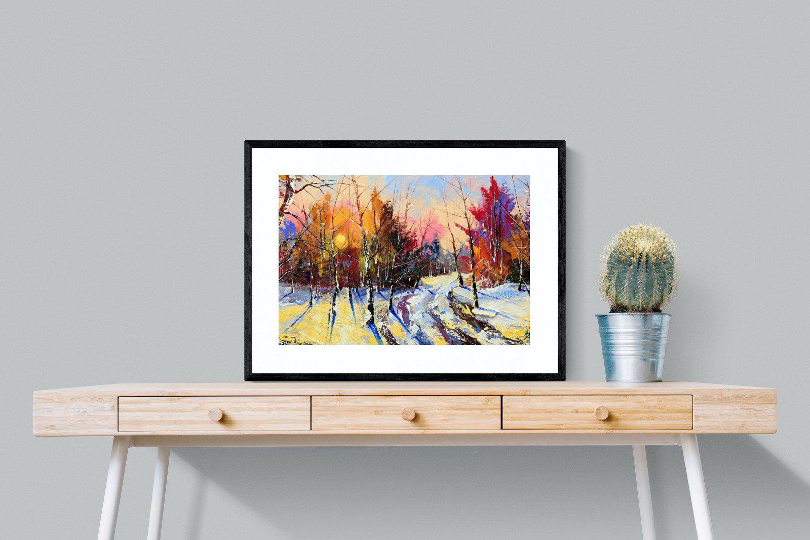 Winter Wood-Wall_Art-80 x 60cm-Framed Print-Black-Pixalot