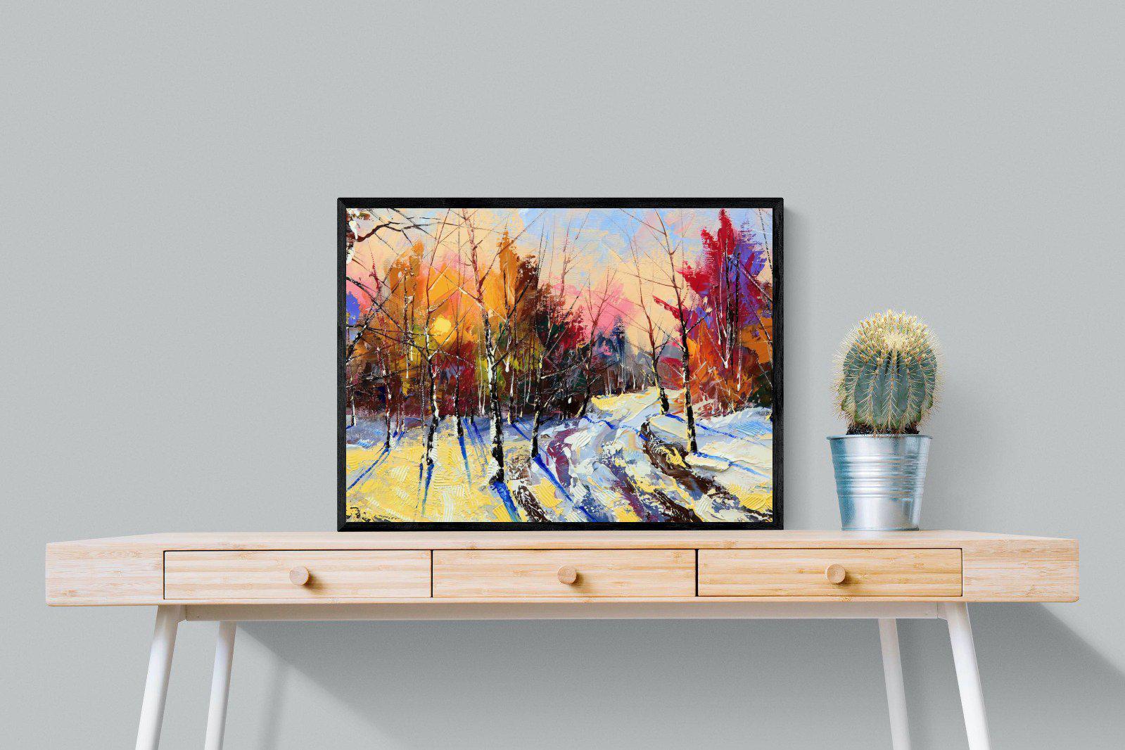 Winter Wood-Wall_Art-80 x 60cm-Mounted Canvas-Black-Pixalot