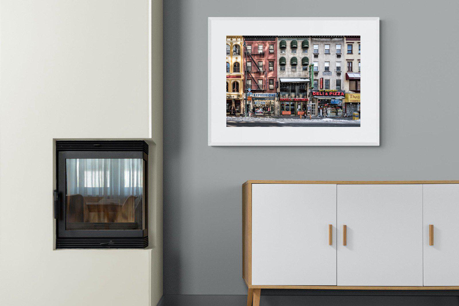 Wintery NYC-Wall_Art-100 x 75cm-Framed Print-White-Pixalot