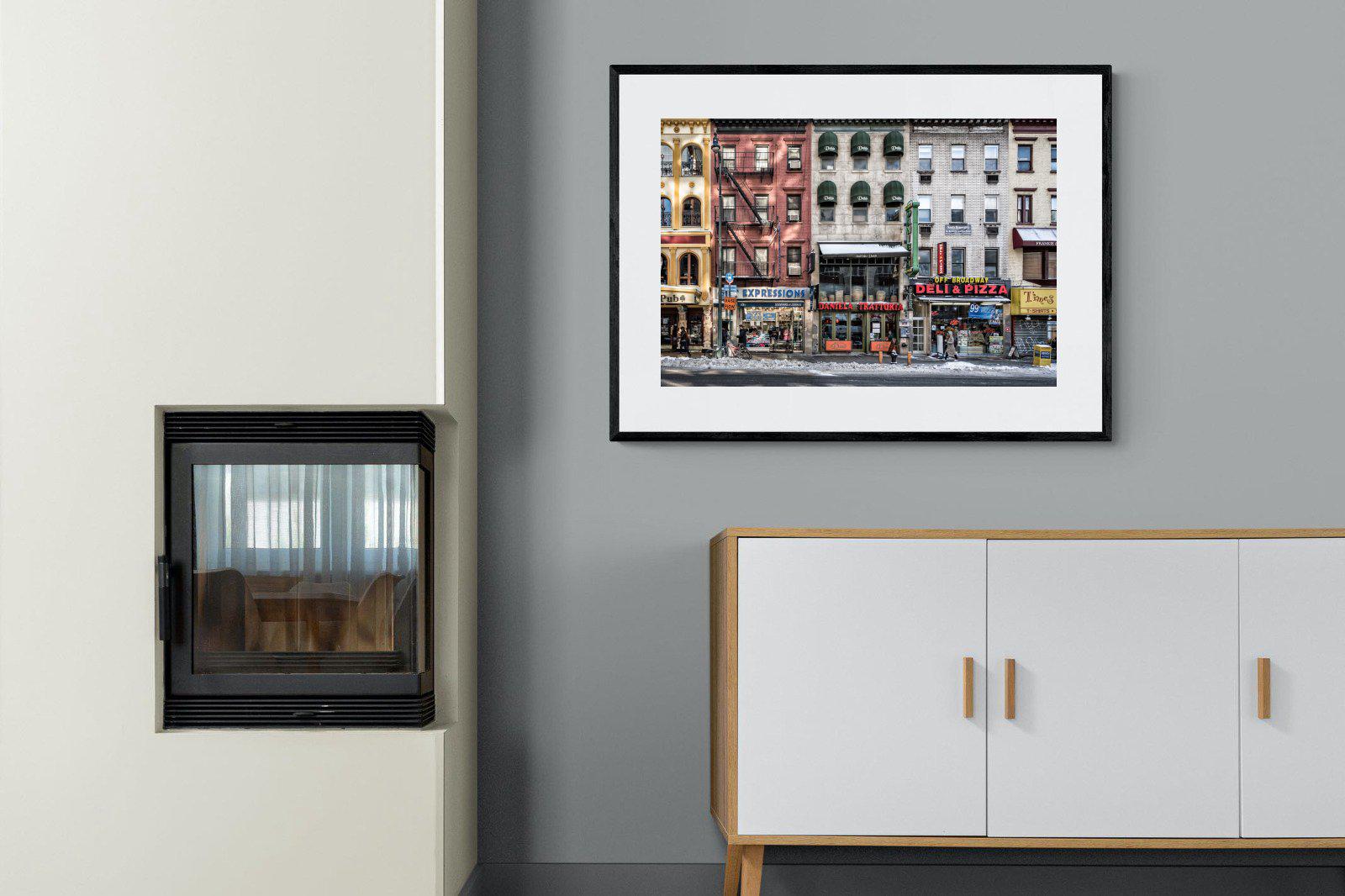 Wintery NYC-Wall_Art-100 x 75cm-Framed Print-Black-Pixalot