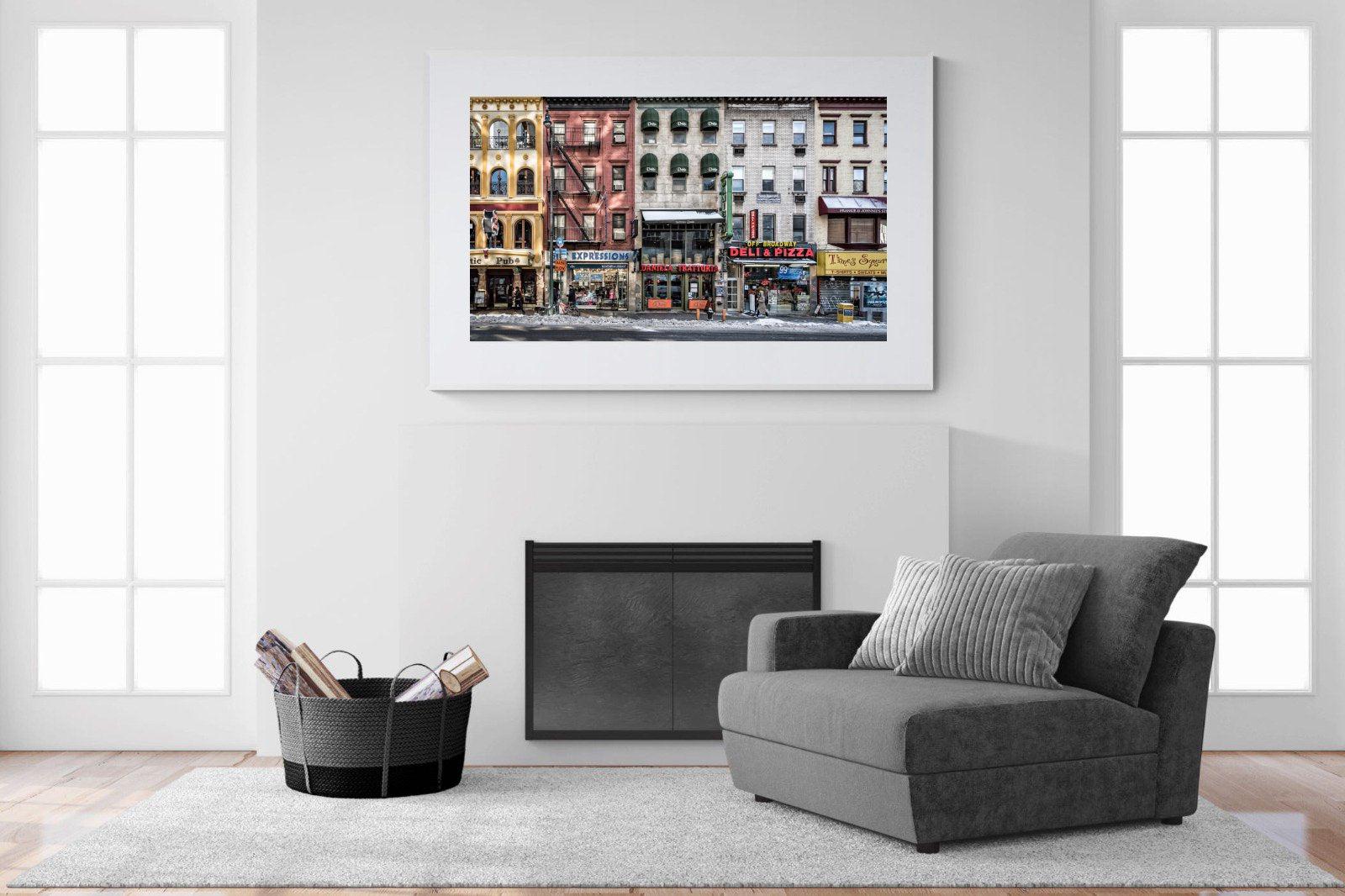 Wintery NYC-Wall_Art-150 x 100cm-Framed Print-White-Pixalot