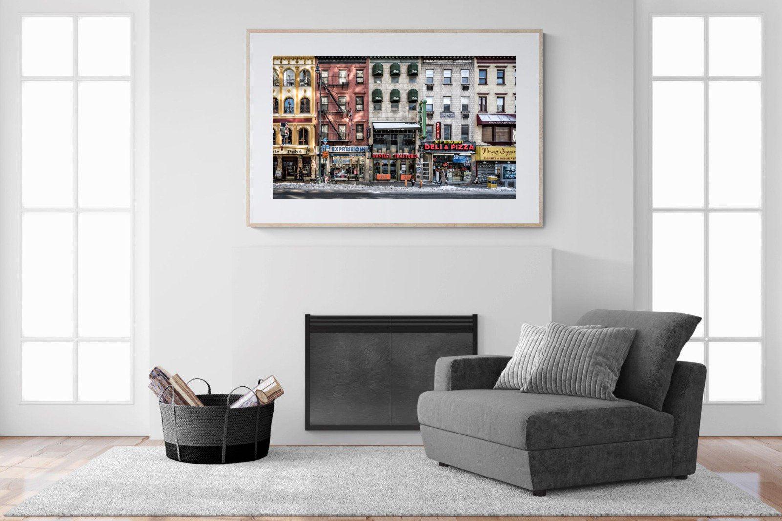 Wintery NYC-Wall_Art-150 x 100cm-Framed Print-Wood-Pixalot