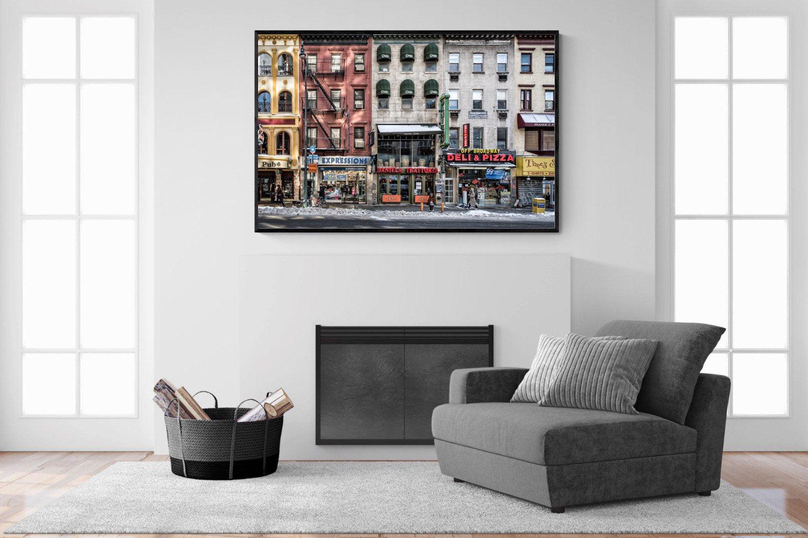Wintery NYC-Wall_Art-150 x 100cm-Mounted Canvas-Black-Pixalot