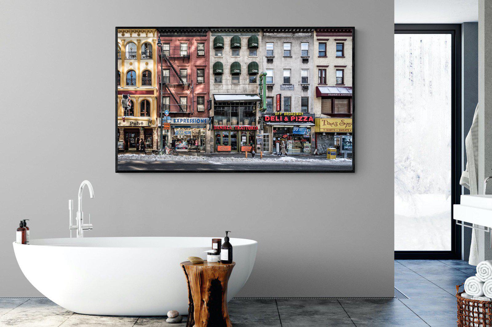 Wintery NYC-Wall_Art-180 x 110cm-Mounted Canvas-Black-Pixalot