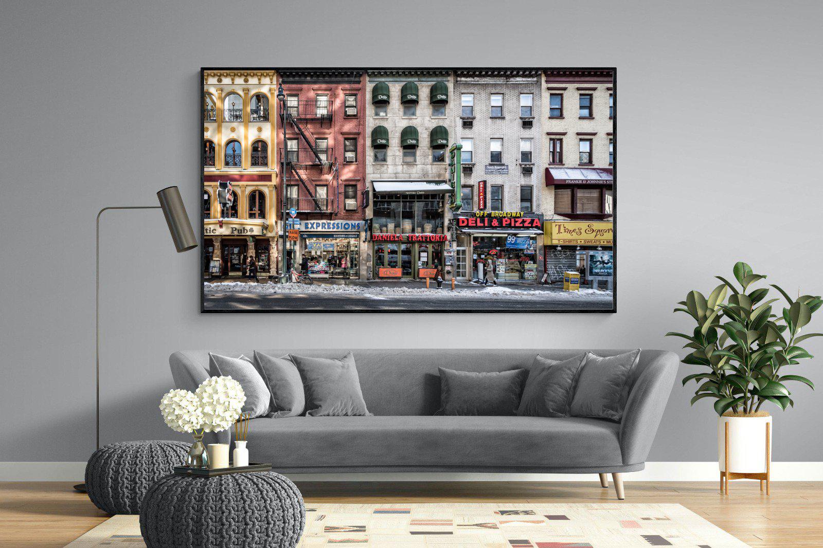 Wintery NYC-Wall_Art-220 x 130cm-Mounted Canvas-Black-Pixalot