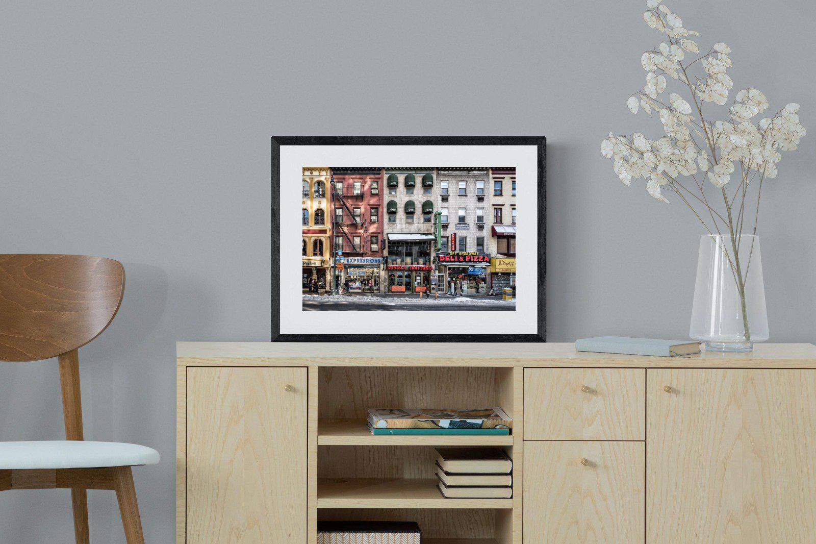 Wintery NYC-Wall_Art-60 x 45cm-Framed Print-Black-Pixalot