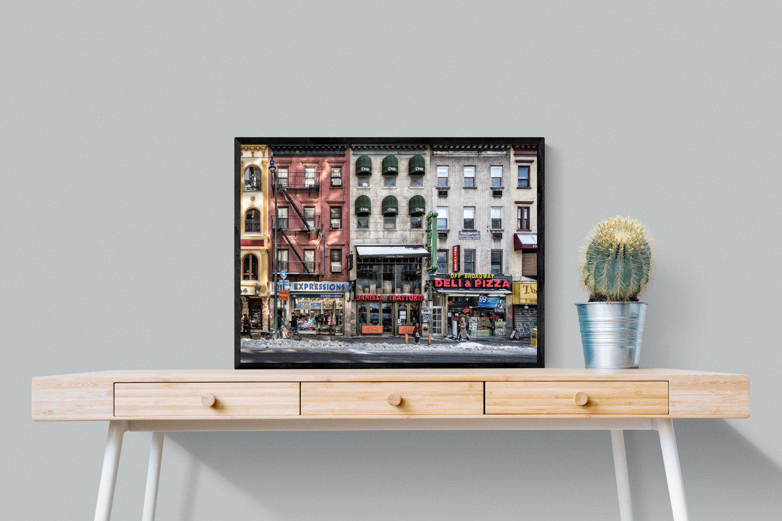Wintery NYC-Wall_Art-80 x 60cm-Mounted Canvas-Black-Pixalot