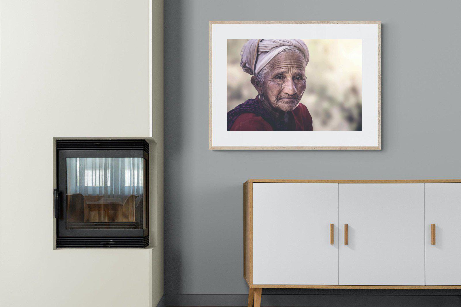 Wise Old Lady-Wall_Art-100 x 75cm-Framed Print-Wood-Pixalot