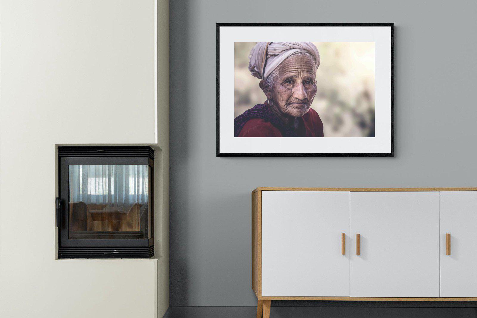 Wise Old Lady-Wall_Art-100 x 75cm-Framed Print-Black-Pixalot