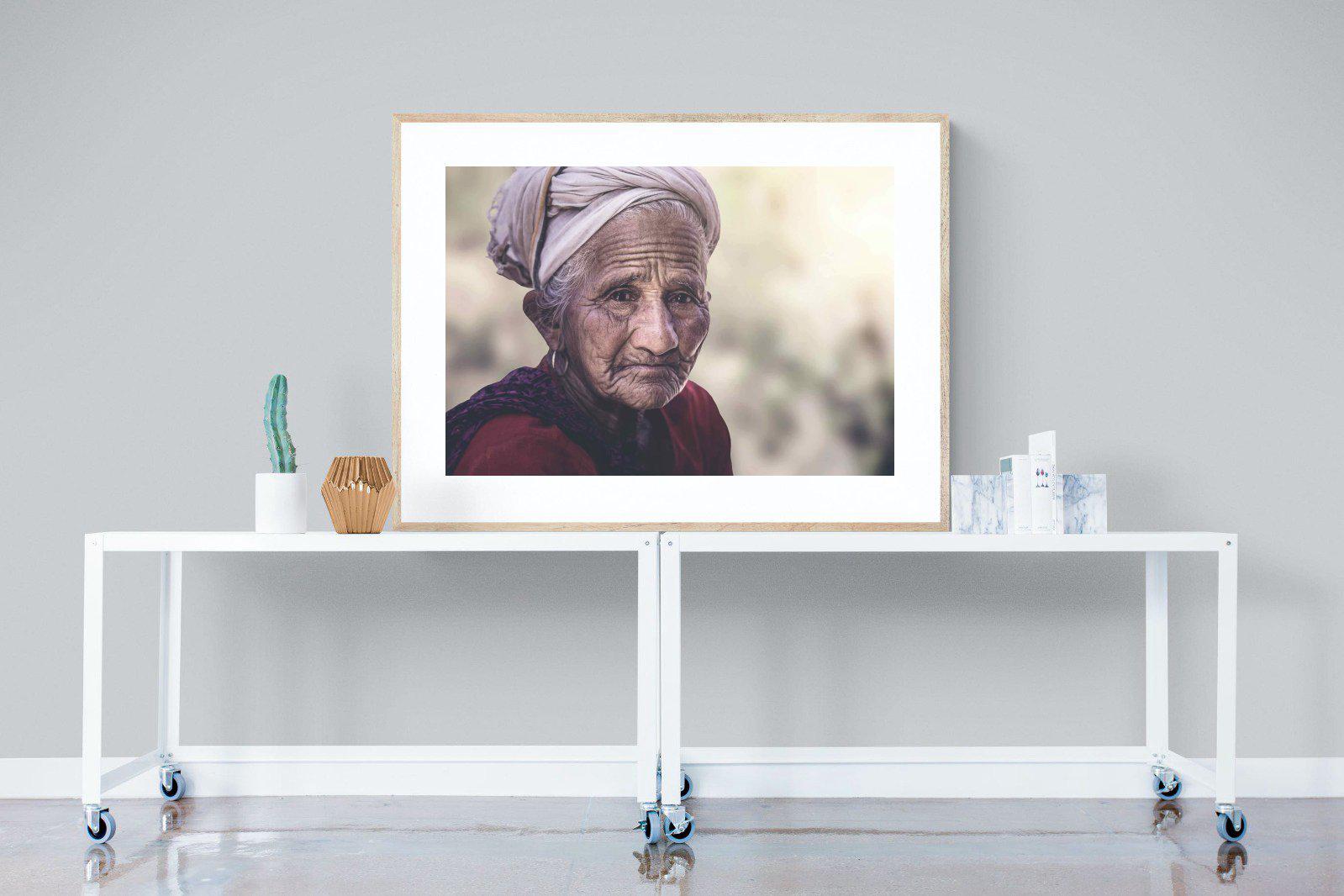 Wise Old Lady-Wall_Art-120 x 90cm-Framed Print-Wood-Pixalot