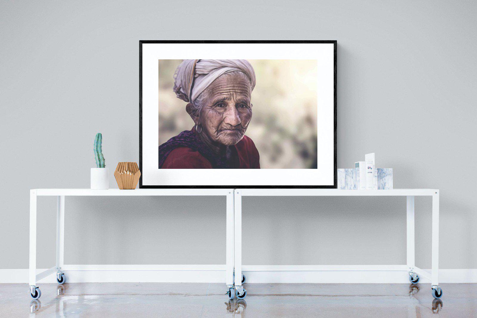 Wise Old Lady-Wall_Art-120 x 90cm-Framed Print-Black-Pixalot