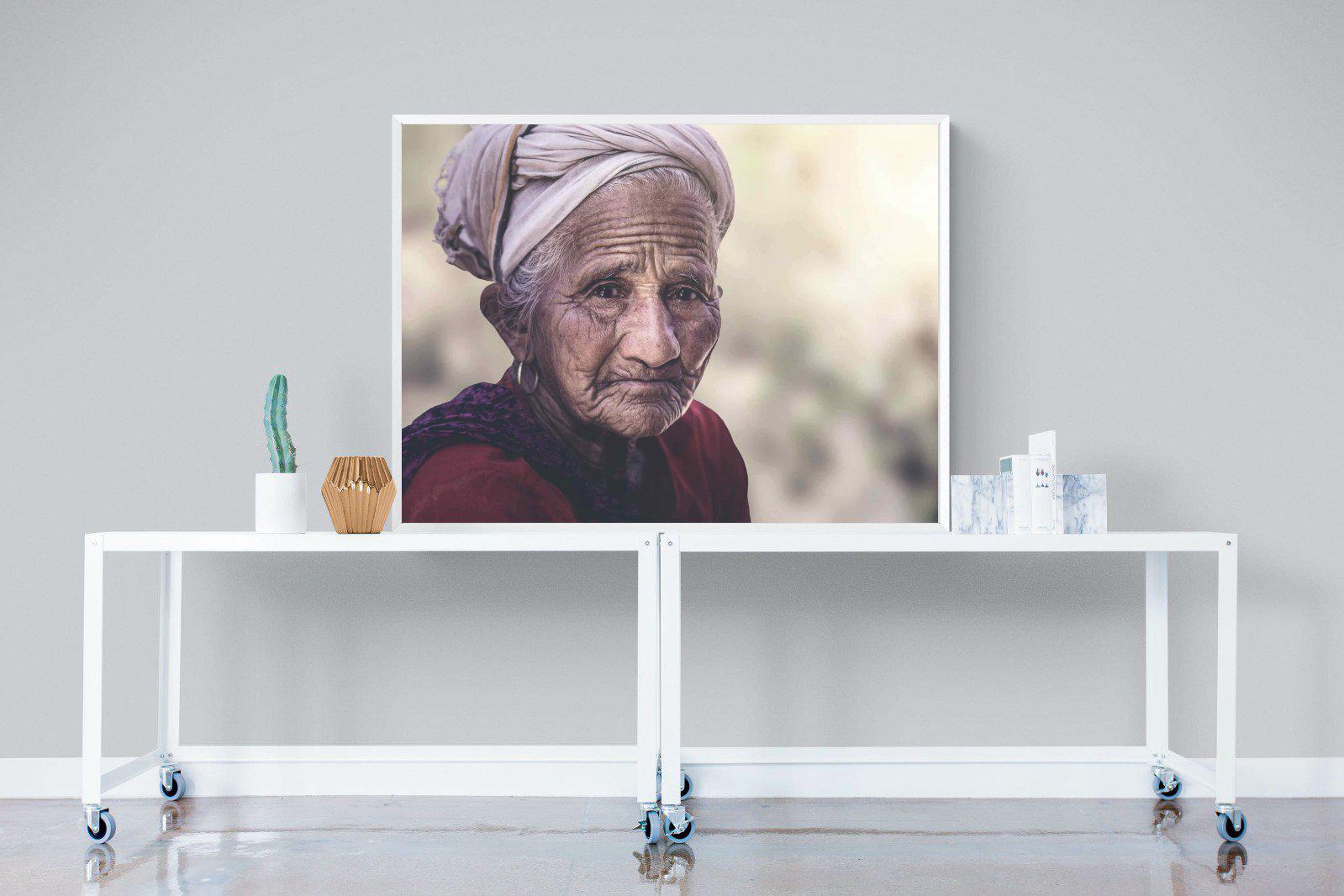 Wise Old Lady-Wall_Art-120 x 90cm-Mounted Canvas-White-Pixalot