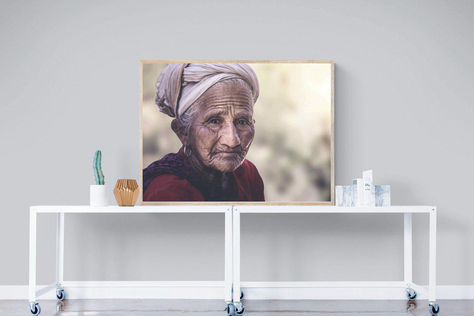 Wise Old Lady-Wall_Art-120 x 90cm-Mounted Canvas-Wood-Pixalot