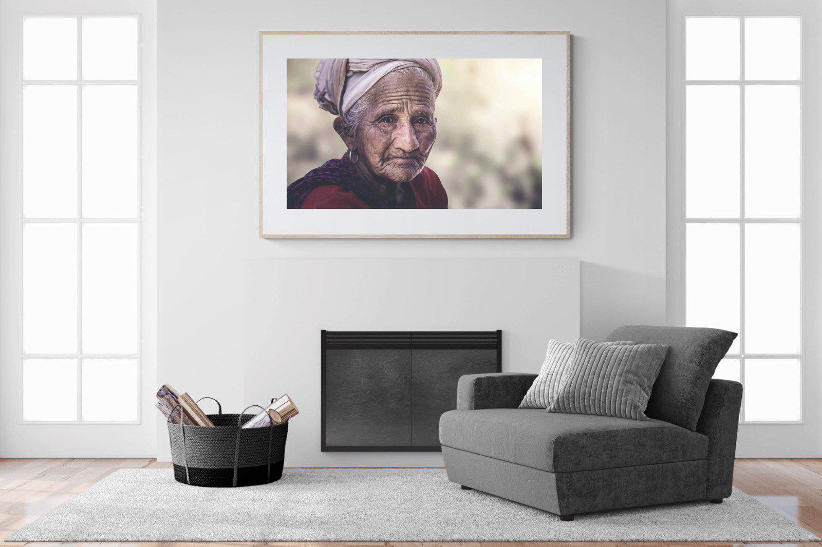 Wise Old Lady-Wall_Art-150 x 100cm-Framed Print-Wood-Pixalot