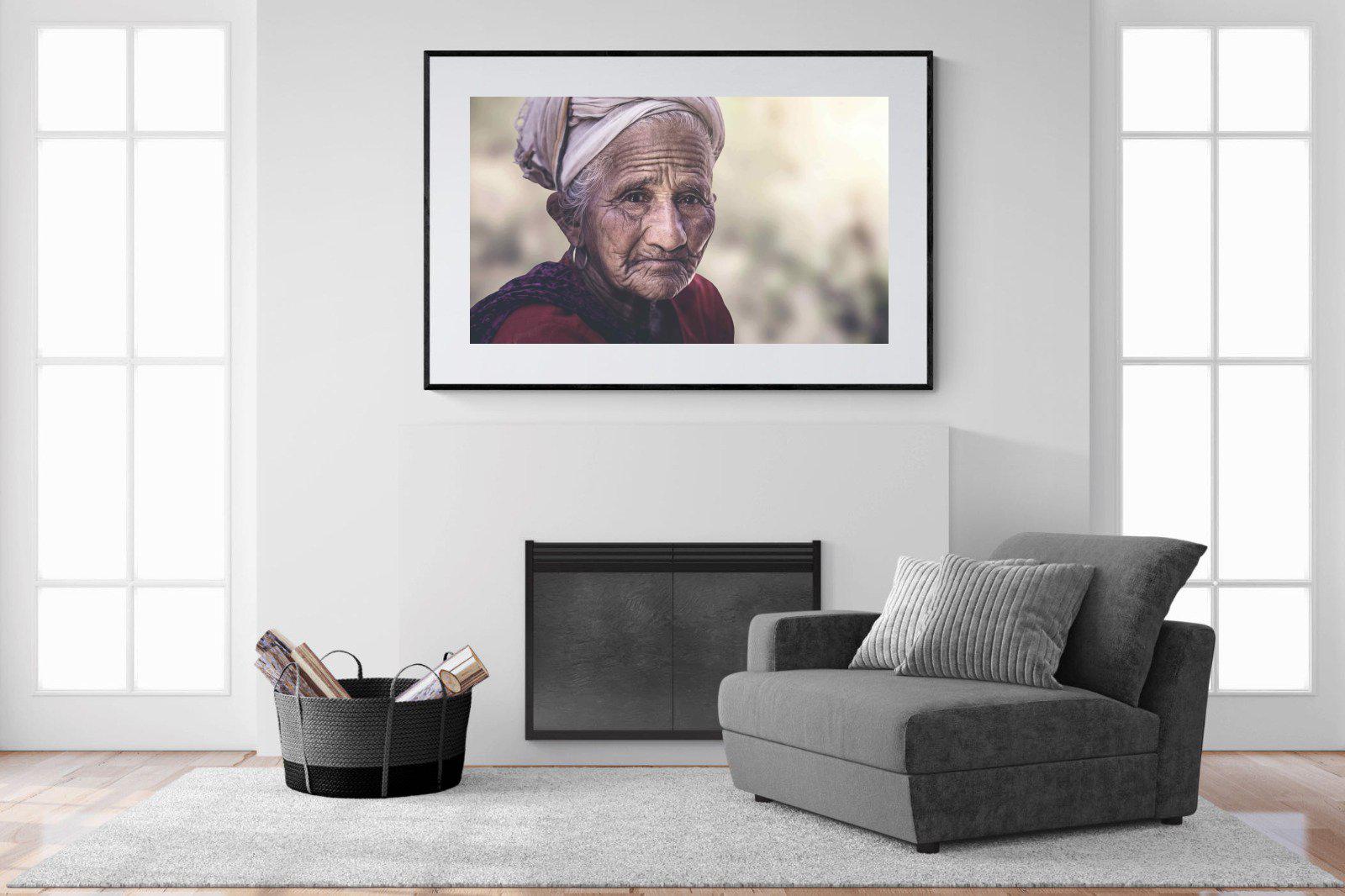 Wise Old Lady-Wall_Art-150 x 100cm-Framed Print-Black-Pixalot