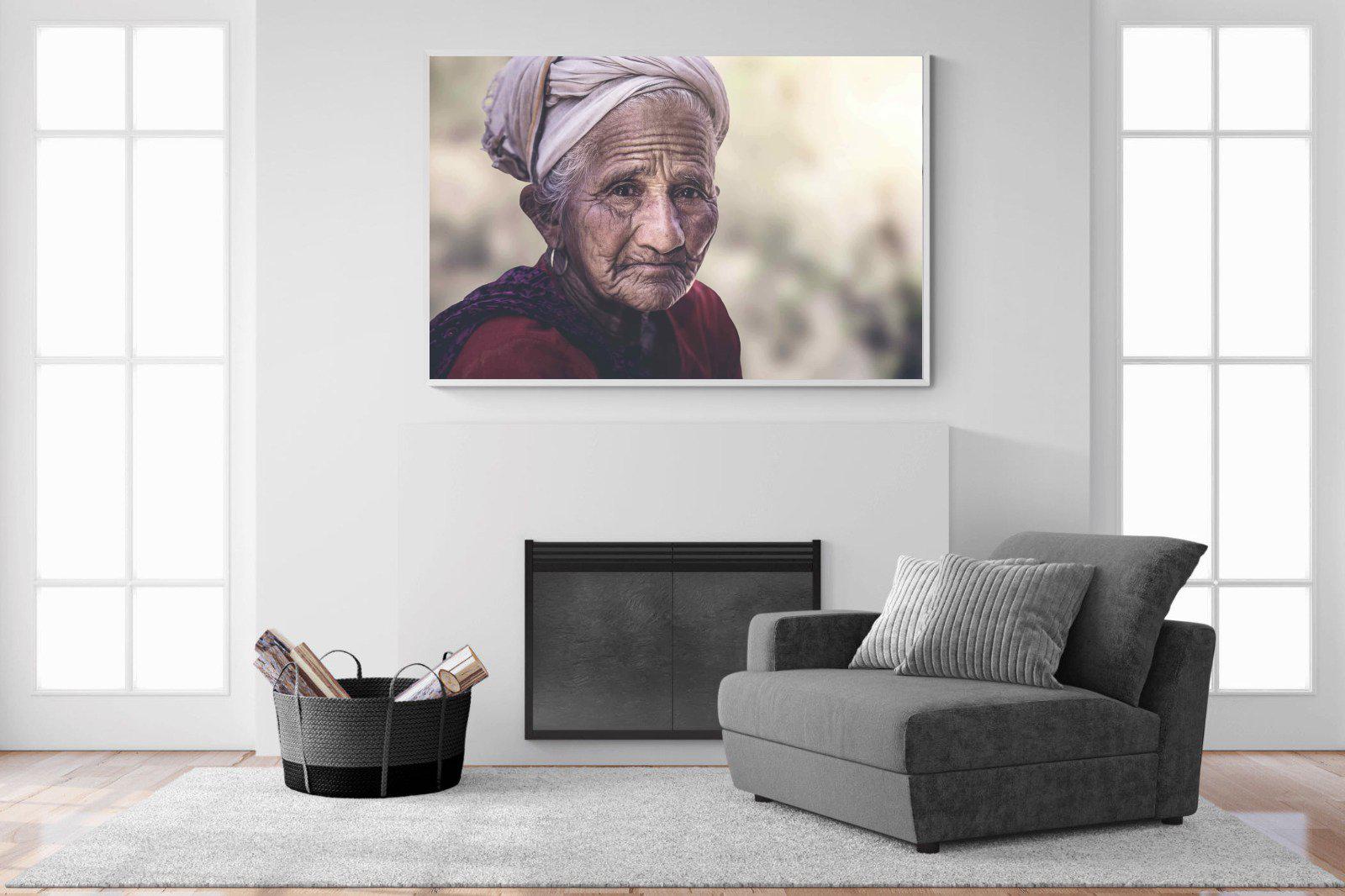 Wise Old Lady-Wall_Art-150 x 100cm-Mounted Canvas-White-Pixalot