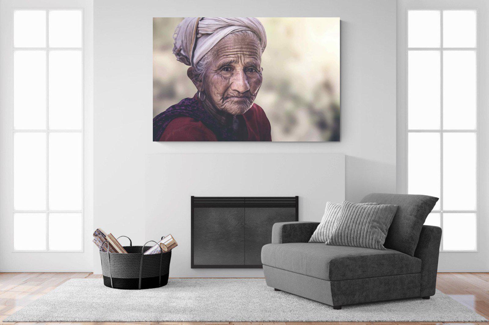 Wise Old Lady-Wall_Art-150 x 100cm-Mounted Canvas-No Frame-Pixalot