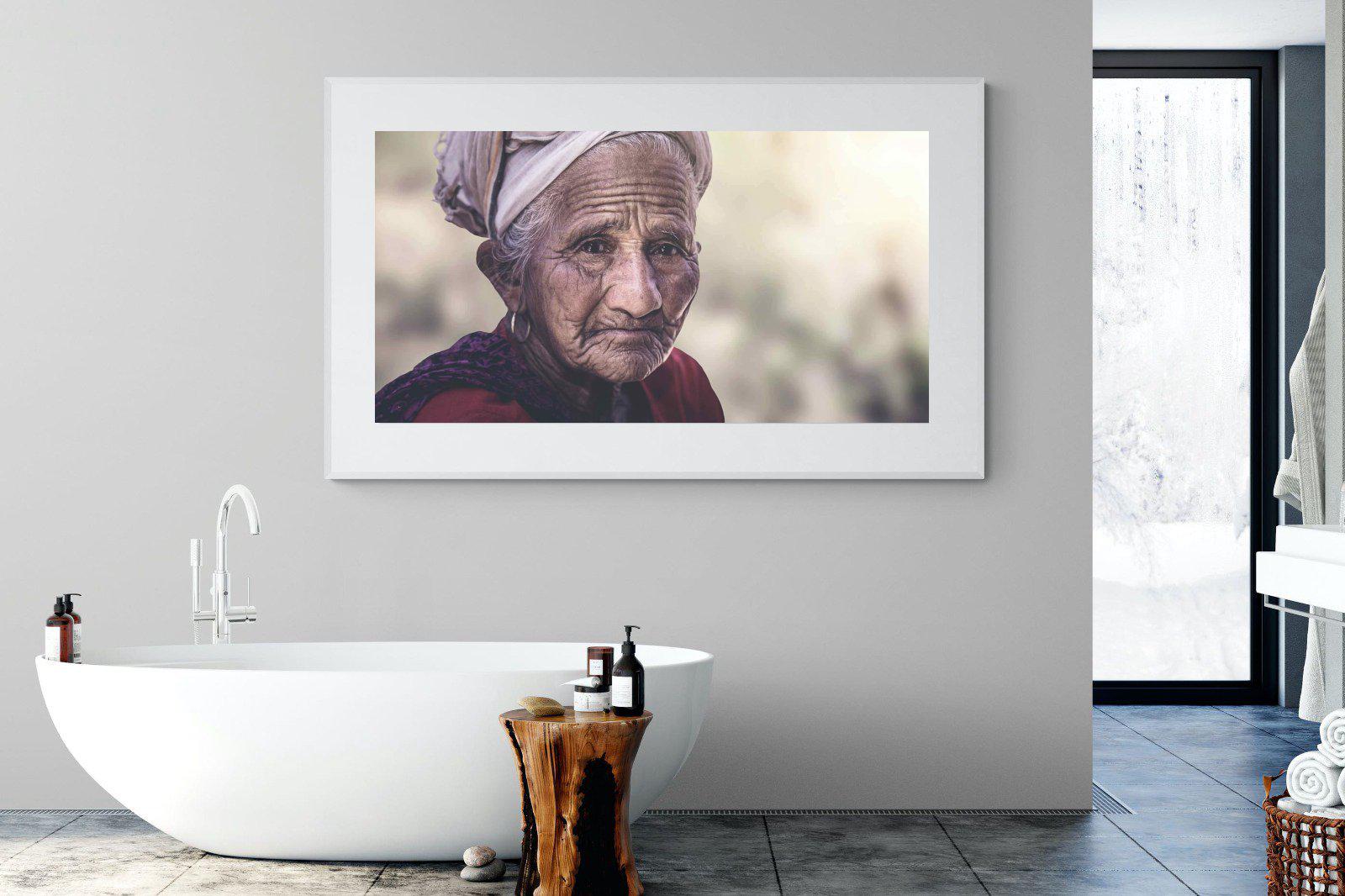 Wise Old Lady-Wall_Art-180 x 110cm-Framed Print-White-Pixalot