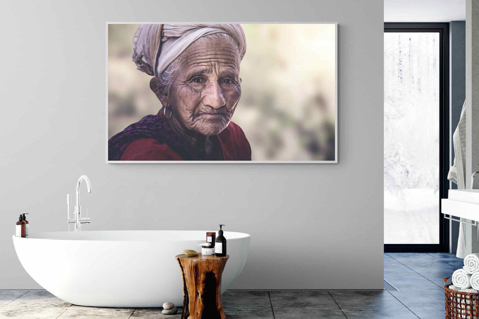 Wise Old Lady-Wall_Art-180 x 110cm-Mounted Canvas-White-Pixalot